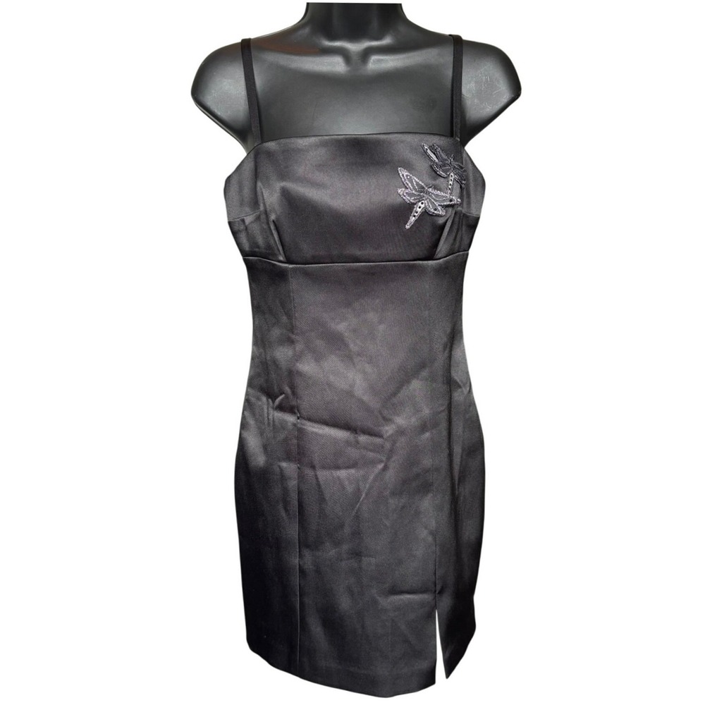 Vintage y2k Hugo Buscati Dragonfly Mini Dress Sz 4‎ Black 90s Grunge Whimsigoth